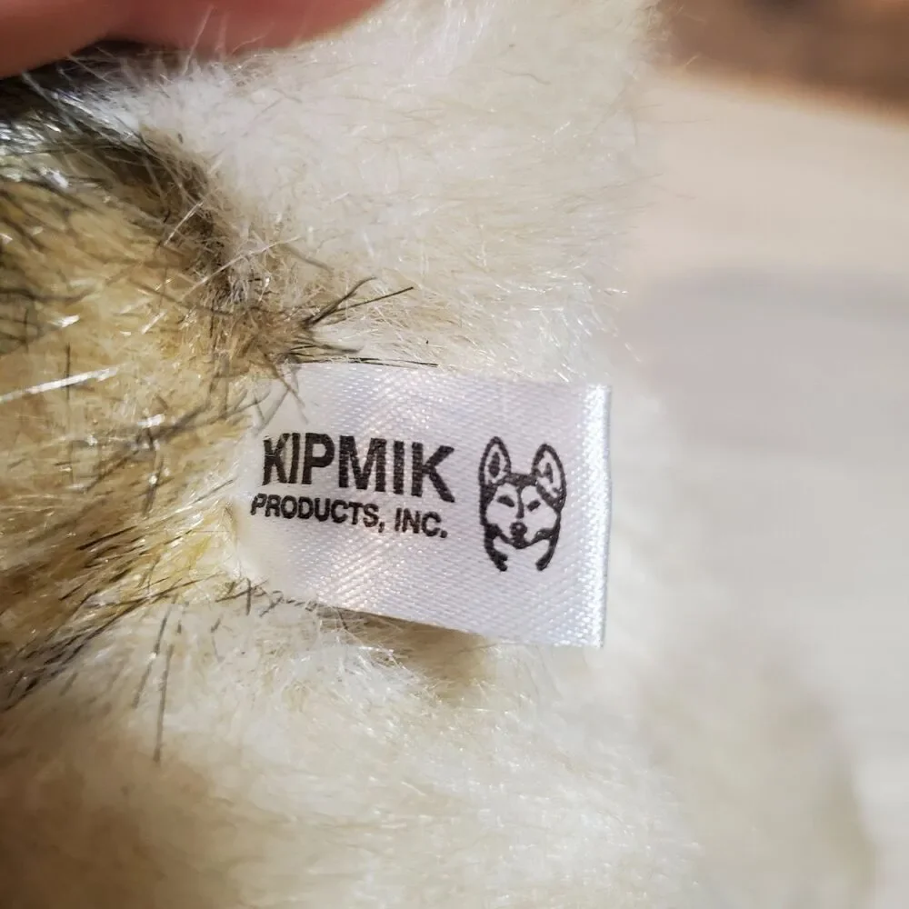 Kipmik Alaskan Husky Sled Dog 12” Realistic Fur Standing Plush Harness Blue Eyes